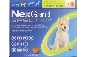 NexGard Spectra 7.5 - 15kg 1 tablet for INTERNAL AND EXTERNAL deworming