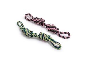 Dog toy cotton rope braided for biting with two handles and two braids 52cm