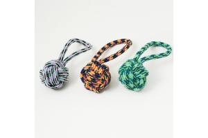 Braided ball of cotton rope with 1 handle 24 cm