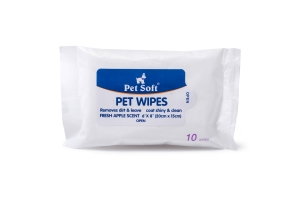 Wet wipes for pets PET SOFT with APPLE scent, 10 pcs in a pack