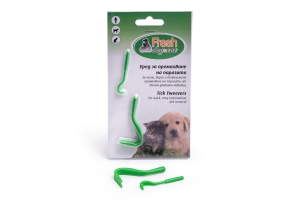 Plastic device of the "goat's leg" type for removing parasites of dogs and cats - two pcs. in a package of different sizes