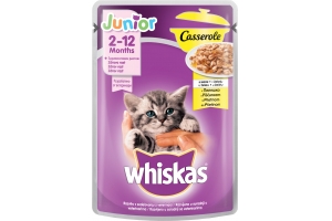 WHISKAS Casserole Junior - пауч с пилешко за котенца от 2 до 12 месеца - 85 гр.